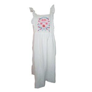 City Chic Dress Womens Size 16 Solid All White Embroidered 100% Cotton Floral